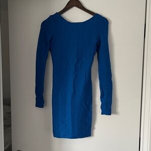 Victoria Secret Blue Long Sleeve Dress, Low Back Size S